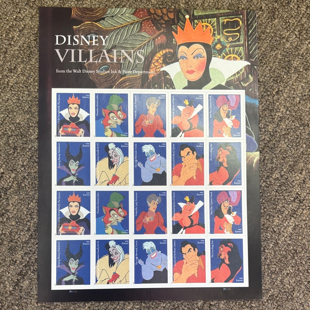 Disney Villains Stamp Collection with Bold Colors